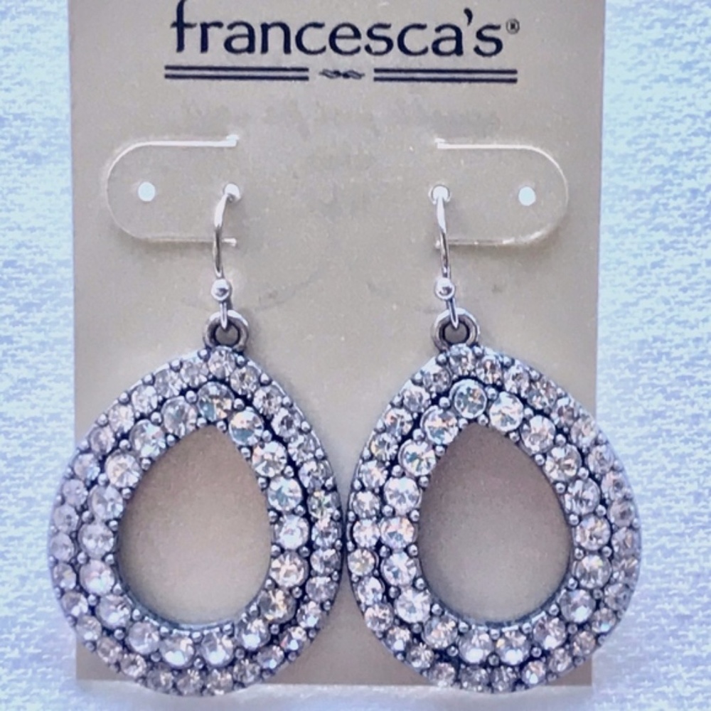 Francesca's Rhinestone Teardrop Dangle Earrings